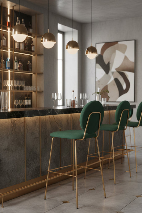   Green Velvet Bar Stools (2) | Oroa.com