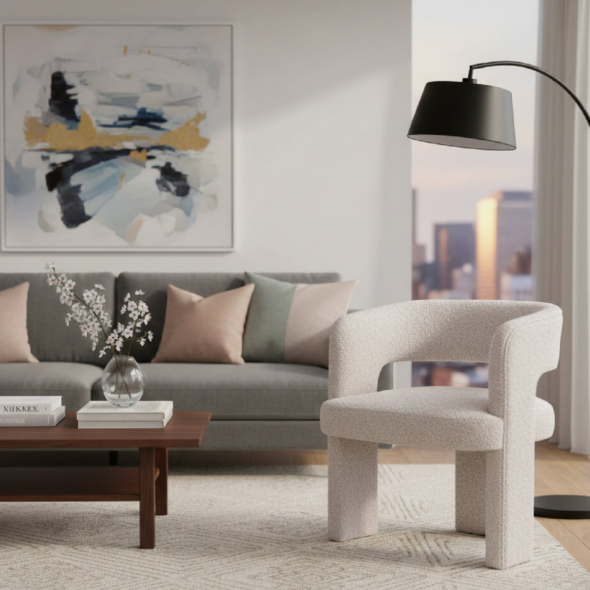   Beige Shearling Accent Chair | Oroa.com
