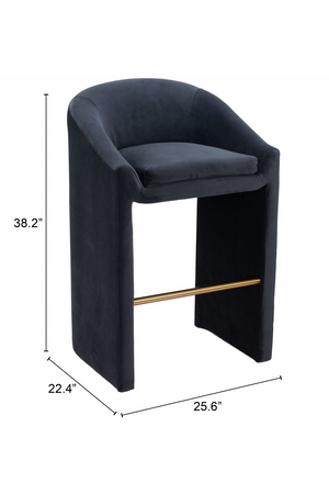   Dark Gray Velvet Bar Stool | Oroa.com
