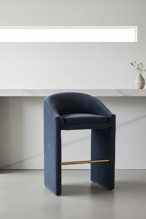   Dark Gray Velvet Bar Stool | Oroa.com