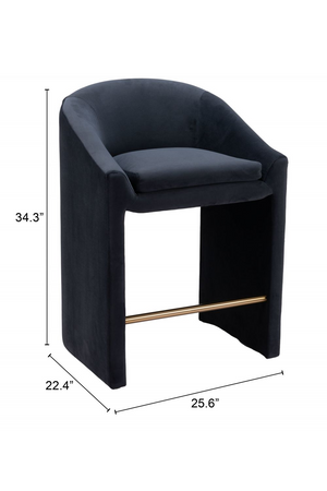   Dark Gray Velvet Counter Stool | Oroa.com