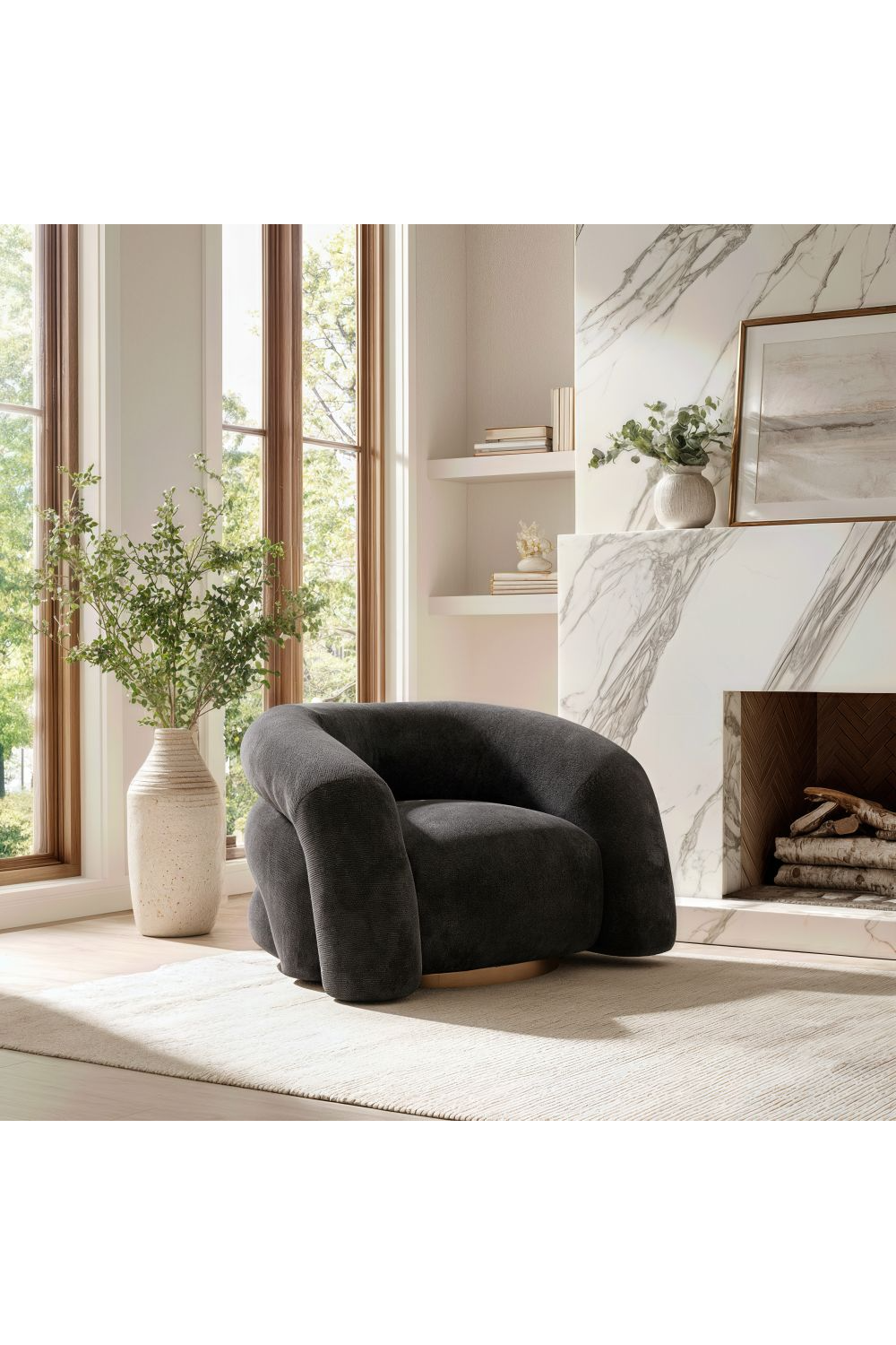   Black Velvet Accent Chair | Oroa.com