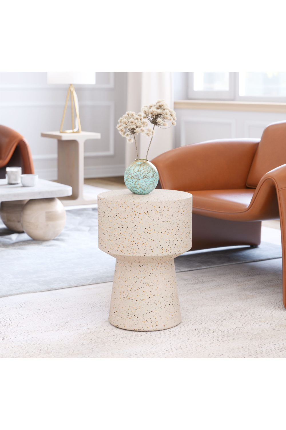   Beige Terrazzo-Look Side Table | Oroa.com