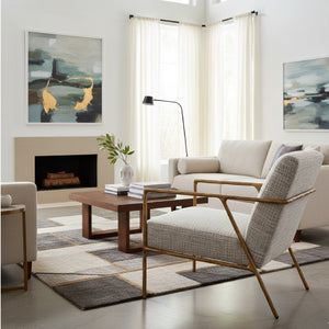   Steel-Framed Beige Lounge Chair | Oroa.com