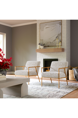   Steel-Framed Beige Lounge Chair | Oroa.com