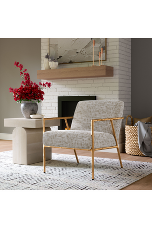   Steel-Framed Beige Lounge Chair | Oroa.com
