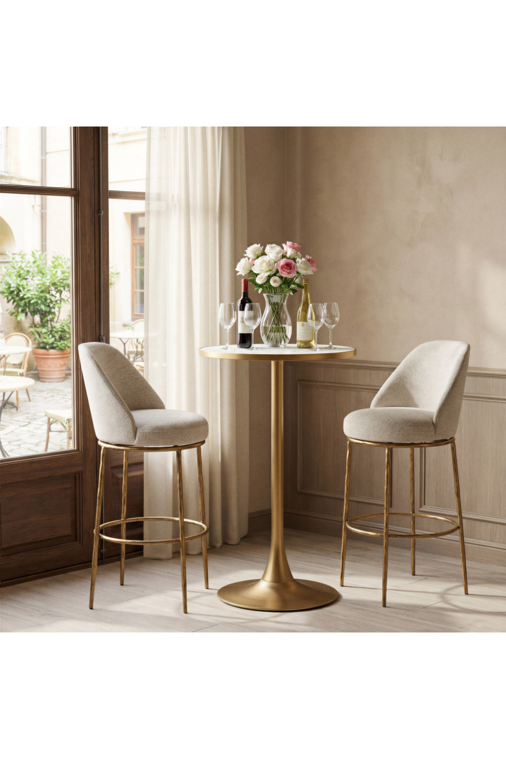   Beige Swivel Bar Stool | Oroa.com