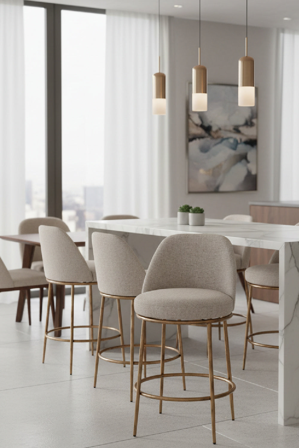   Beige Swivel Counter Stool | Oroa.com