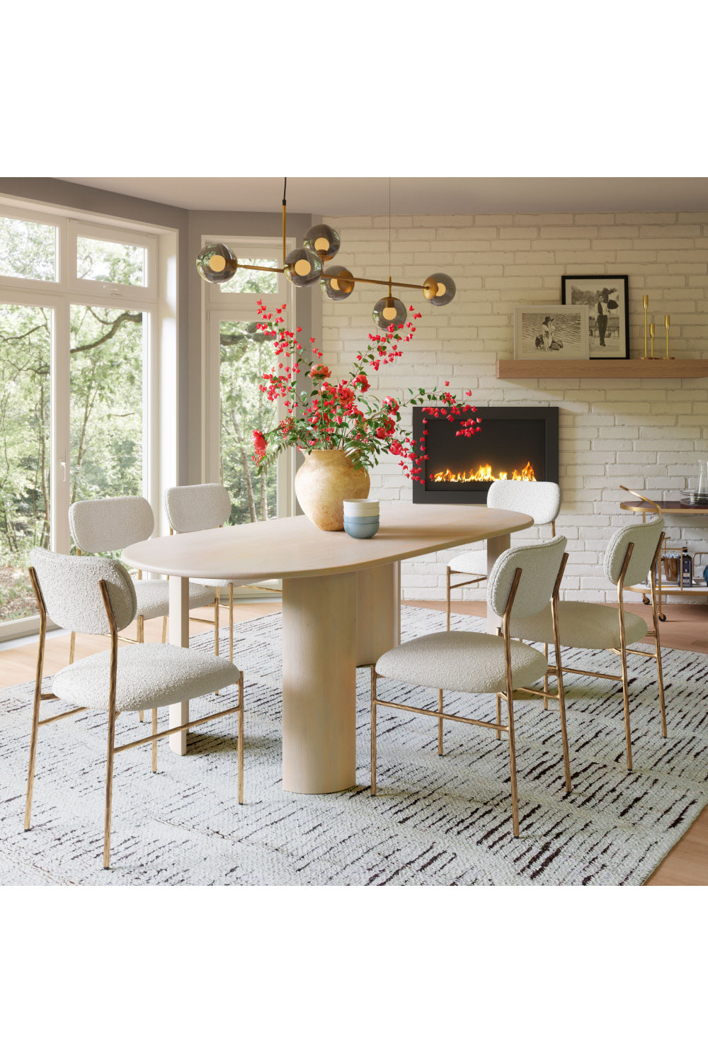   Gold Framed Cream Dining Chair | Oroa.com