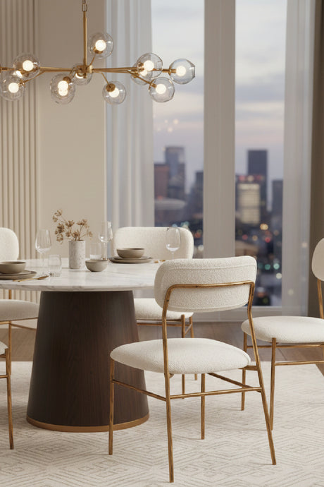   Gold Framed Cream Dining Chair | Oroa.com