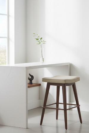   Beige Leather Seat Counter Stools (2) | Oroa.com