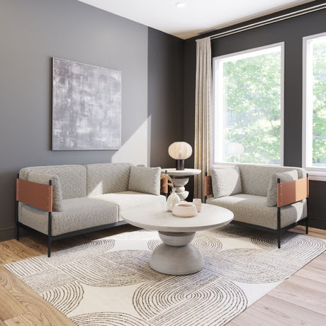   Gray Textured Fabric Loveseat | Oroa.com