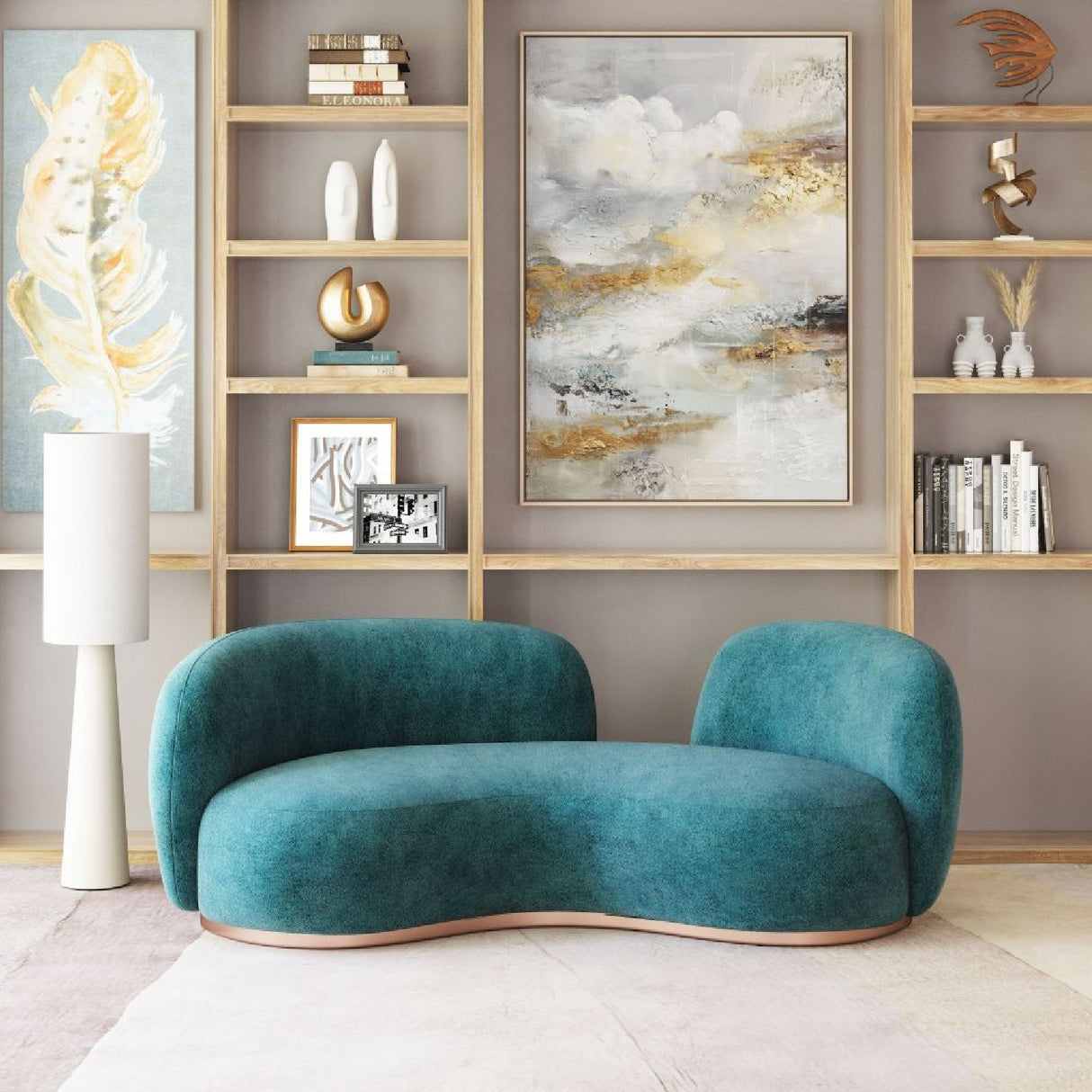   Teal Colored Curved Sofa | Oroa.com