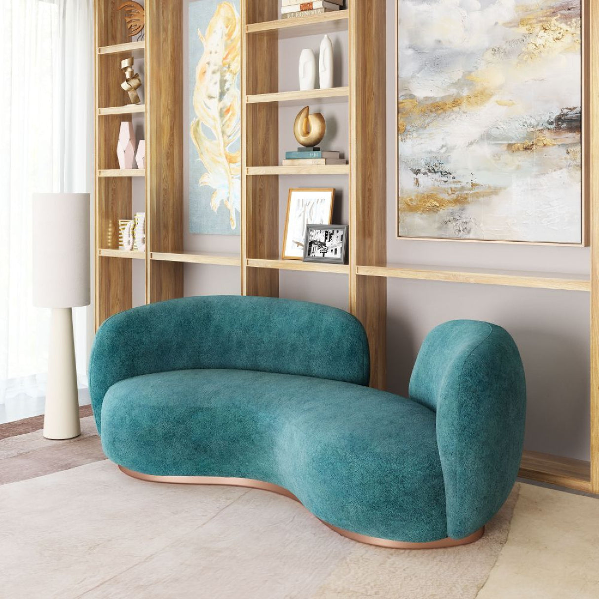   Teal Colored Curved Sofa | Oroa.com