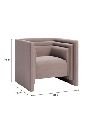   Taupe Velvet Angular Lounge Chair | Oroa.com