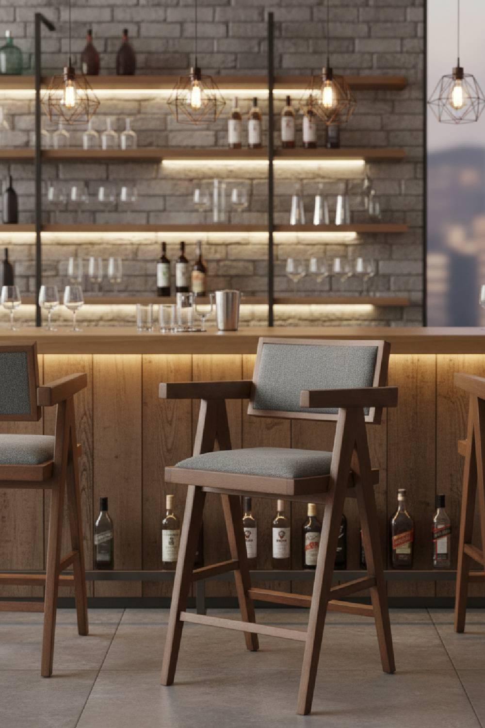   Rubberwood Framed Counter Stools (2) | Oroa.com