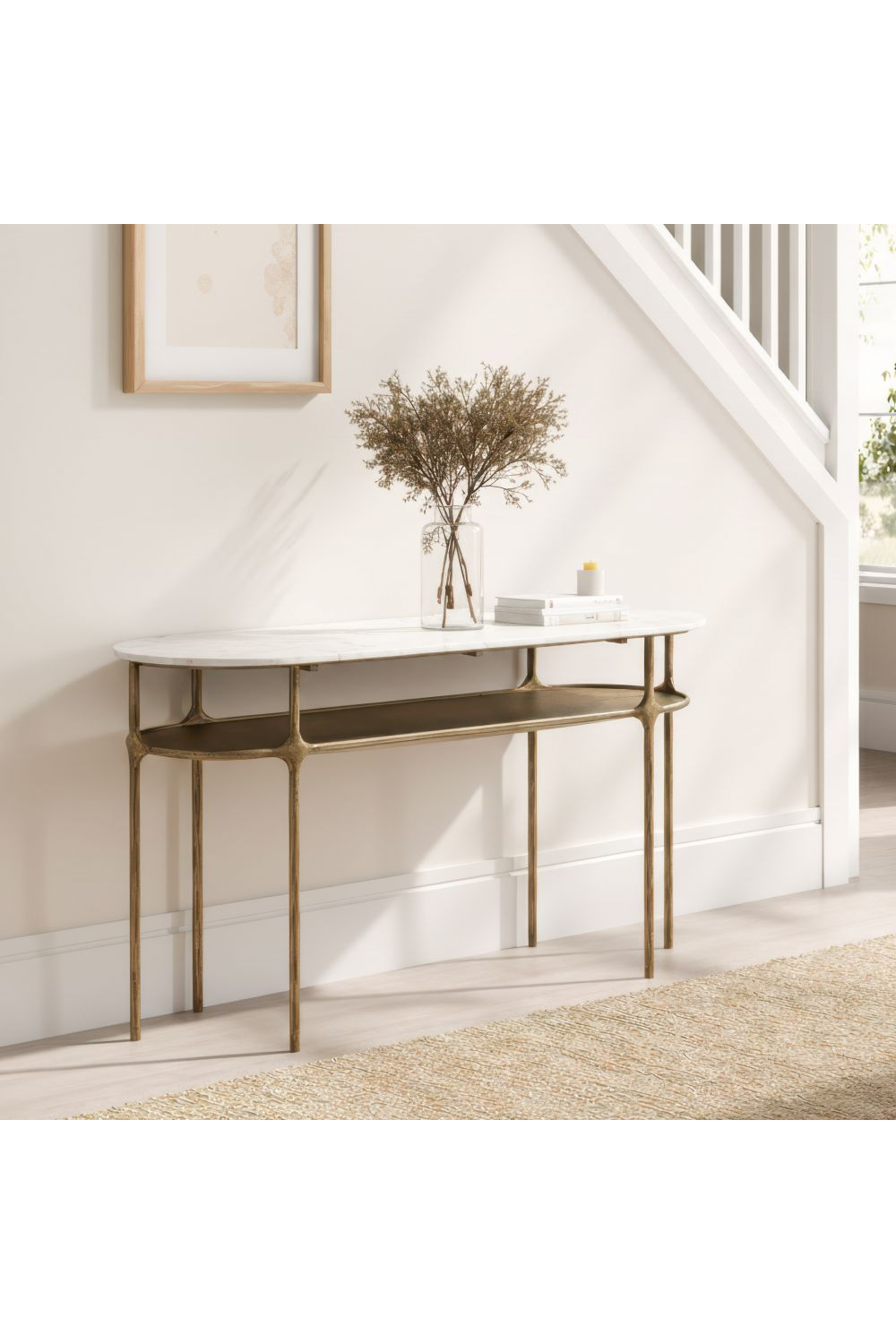   Oval White Marble Console Table | Oroa.com