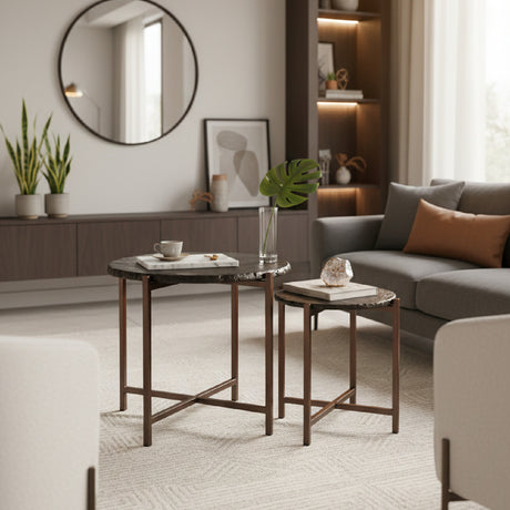  Black Cast Glass Coffee Tabled (2) | Oroa.com