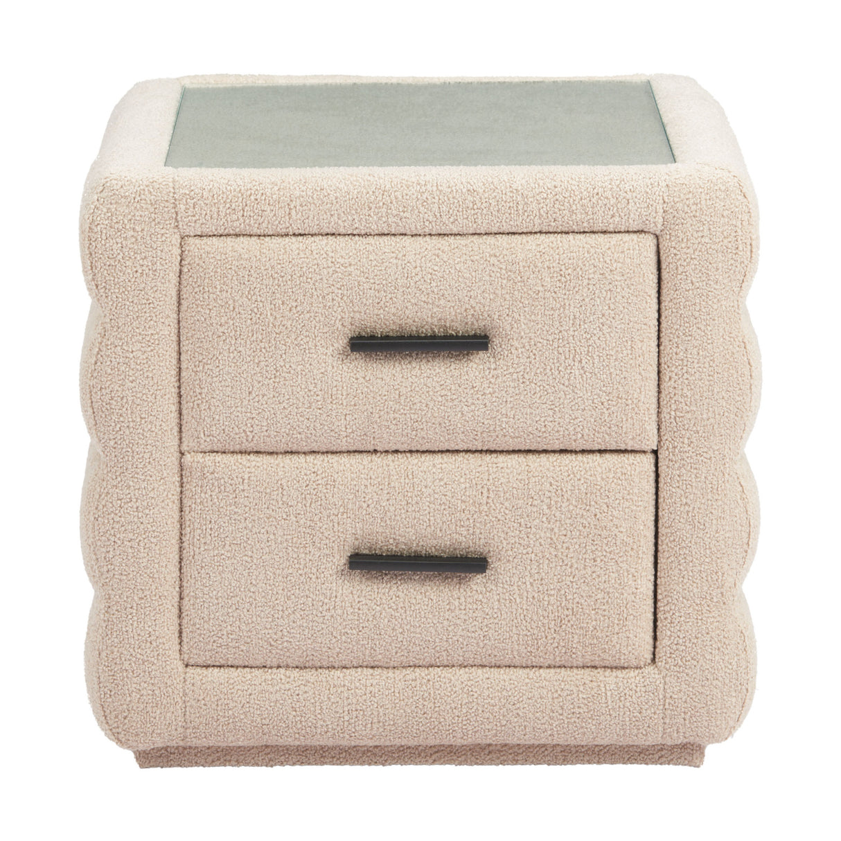   Beige Shearling 2-Drawer Nightstand | Oroa.com