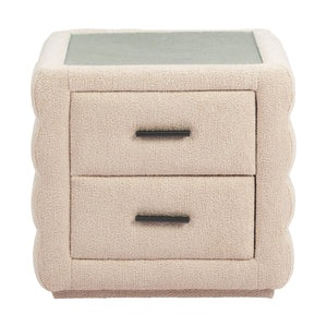   Beige Shearling 2-Drawer Nightstand | Oroa.com