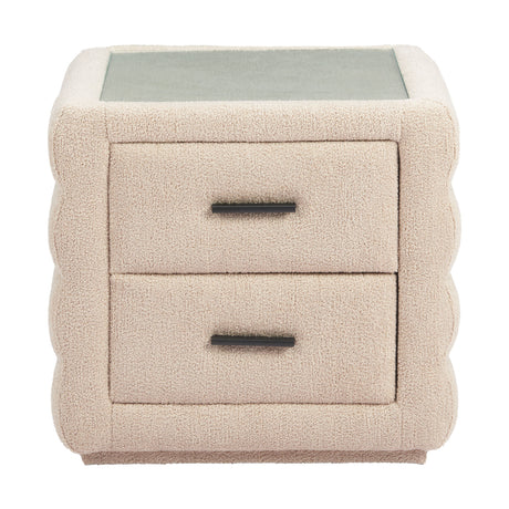   Beige Shearling 2-Drawer Nightstand | Oroa.com