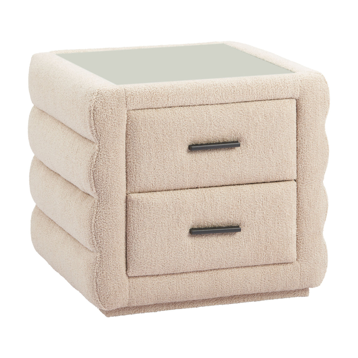   Beige Shearling 2-Drawer Nightstand | Oroa.com