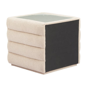   Beige Shearling 2-Drawer Nightstand | Oroa.com