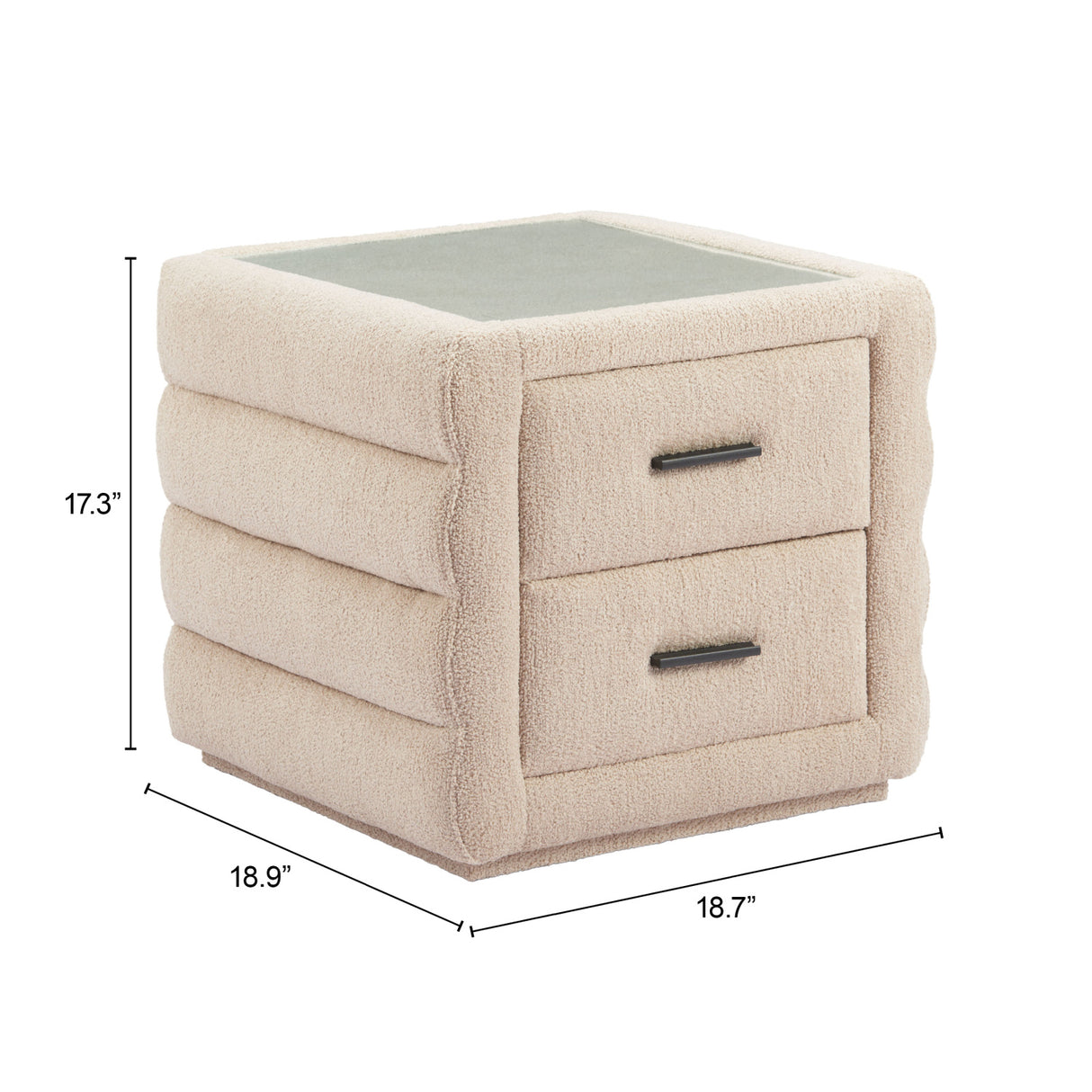   Beige Shearling 2-Drawer Nightstand | Oroa.com