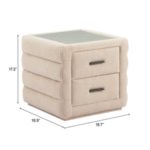   Beige Shearling 2-Drawer Nightstand | Oroa.com
