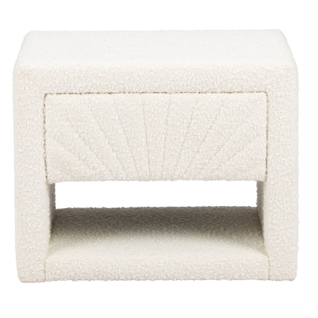   White Fabric 1-Drawer Nightstand | Oroa.com