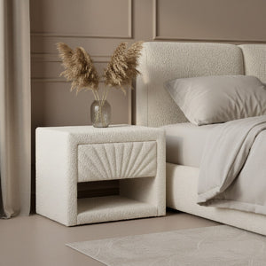   White Fabric 1-Drawer Nightstand | Oroa.com