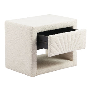  White Fabric 1-Drawer Nightstand | Oroa.com