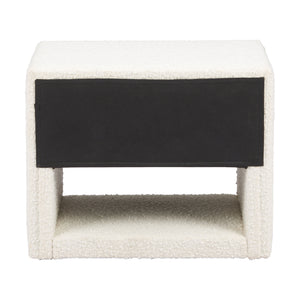   White Fabric 1-Drawer Nightstand | Oroa.com
