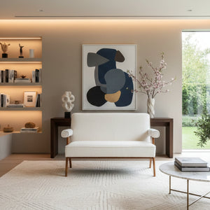   Wood Framed White Loveseat | Oroa.com