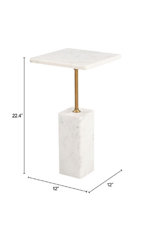   Square White Marble Side Table | Oroa.com