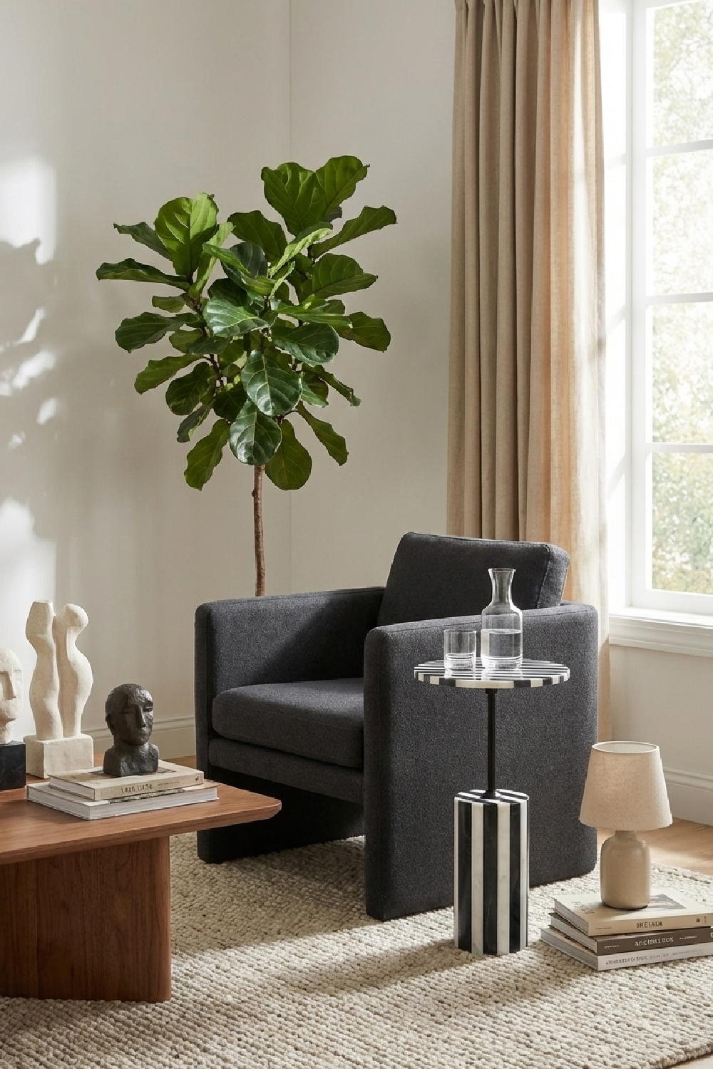   Stripes Marble Side Table | Oroa.com