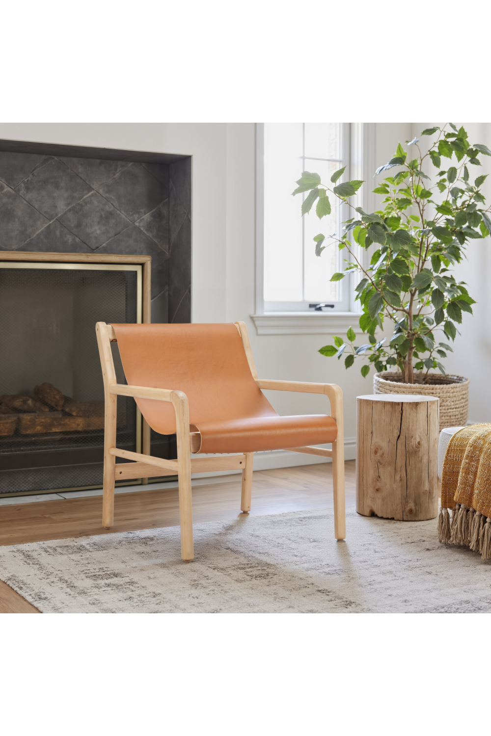   Tan Leather Accent Chair | Oroa.com