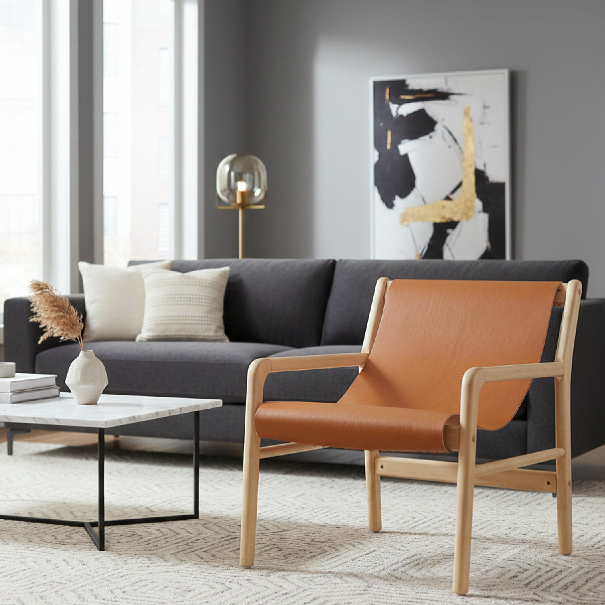   Tan Leather Accent Chair | Oroa.com