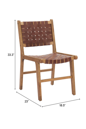   Brown Woven Leather Dining Chair | Oroa.com