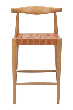   Tan Woven Leather Counter Stool | Oroa.com