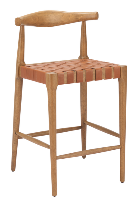   Tan Woven Leather Counter Stool | Oroa.com