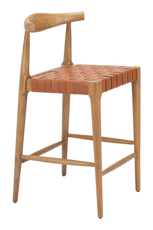   Tan Woven Leather Counter Stool | Oroa.com