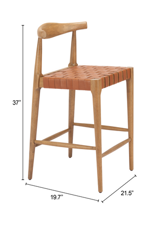   Tan Woven Leather Counter Stool | Oroa.com