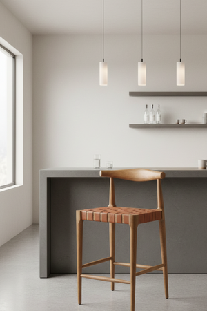   Tan Woven Leather Counter Stool | Oroa.com