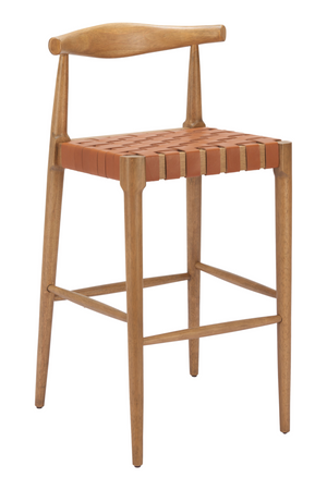   Tan Woven Leather Bar Stool | Oroa.com