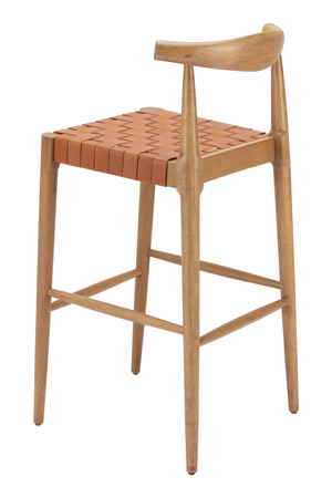   Tan Woven Leather Bar Stool | Oroa.com