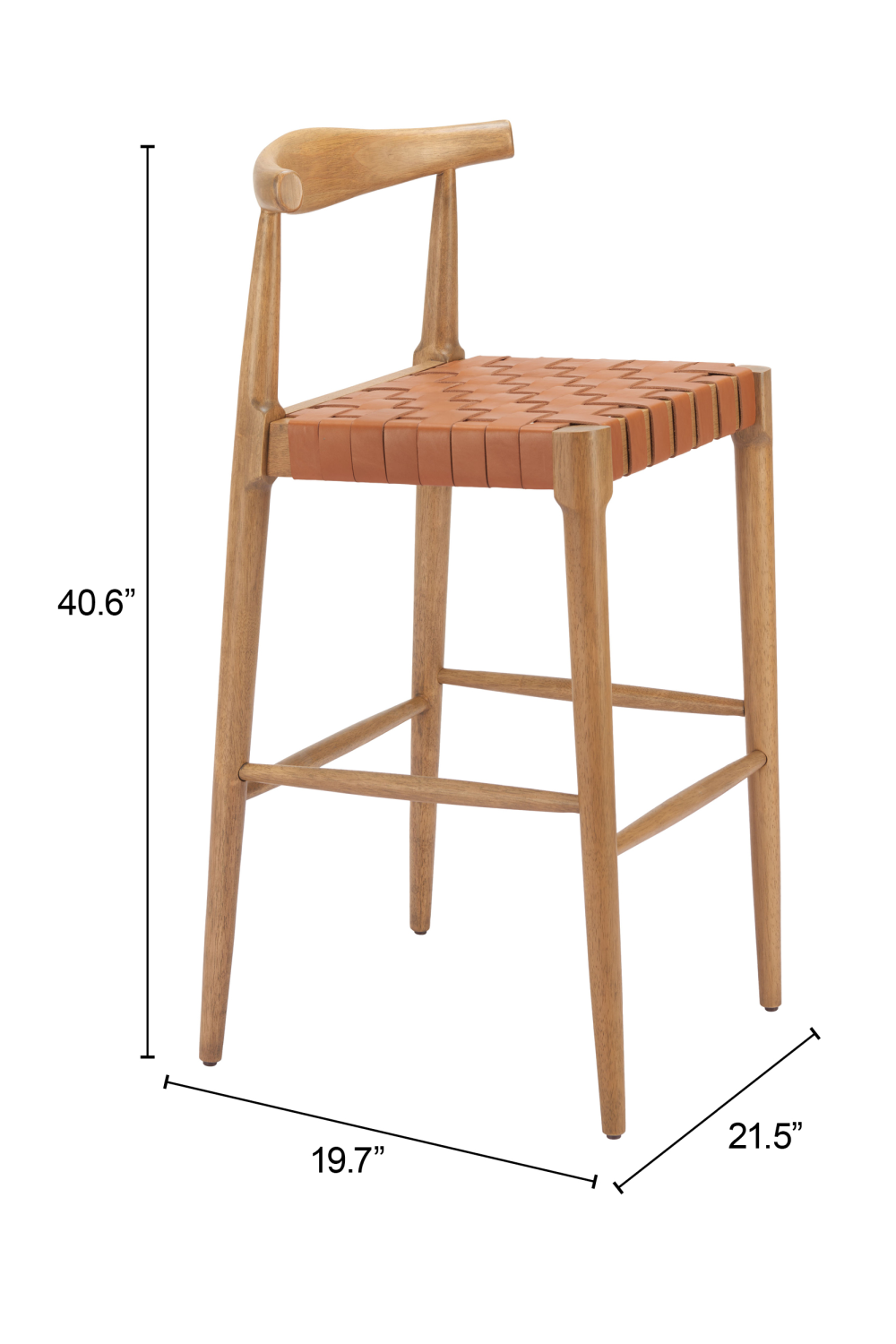  Tan Woven Leather Bar Stool | Oroa.com