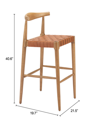  Tan Woven Leather Bar Stool | Oroa.com