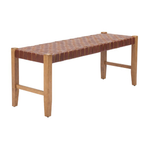   Brown Woven Leather Bench | Oroa.com
