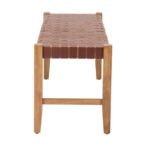   Brown Woven Leather Bench | Oroa.com